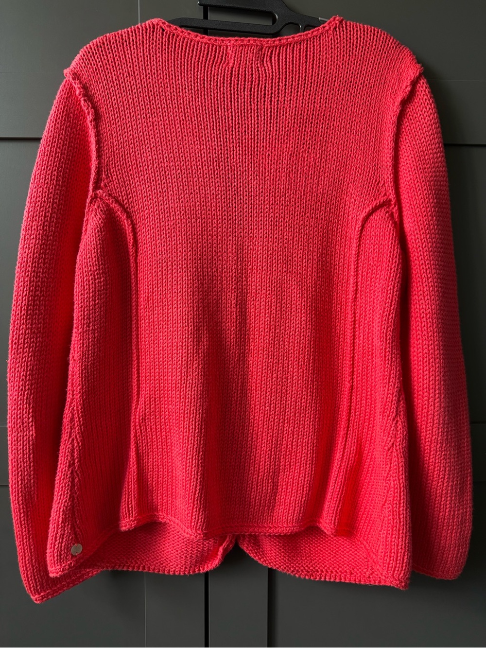 Pure Handknit brand Bright coral Chunky 100% cott Knit Sweater. L 12/14 Canada - Picture 4 of 15